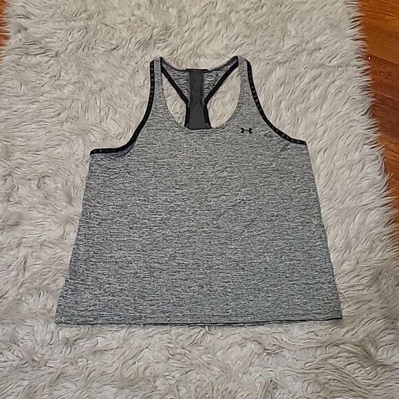 Under Armour Tops - Under Armour womens soft gray logo polyester‎ racerback tank top